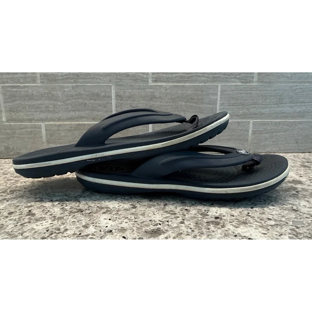 Kids Navy Blue and White Crocs Flip Flops‎
